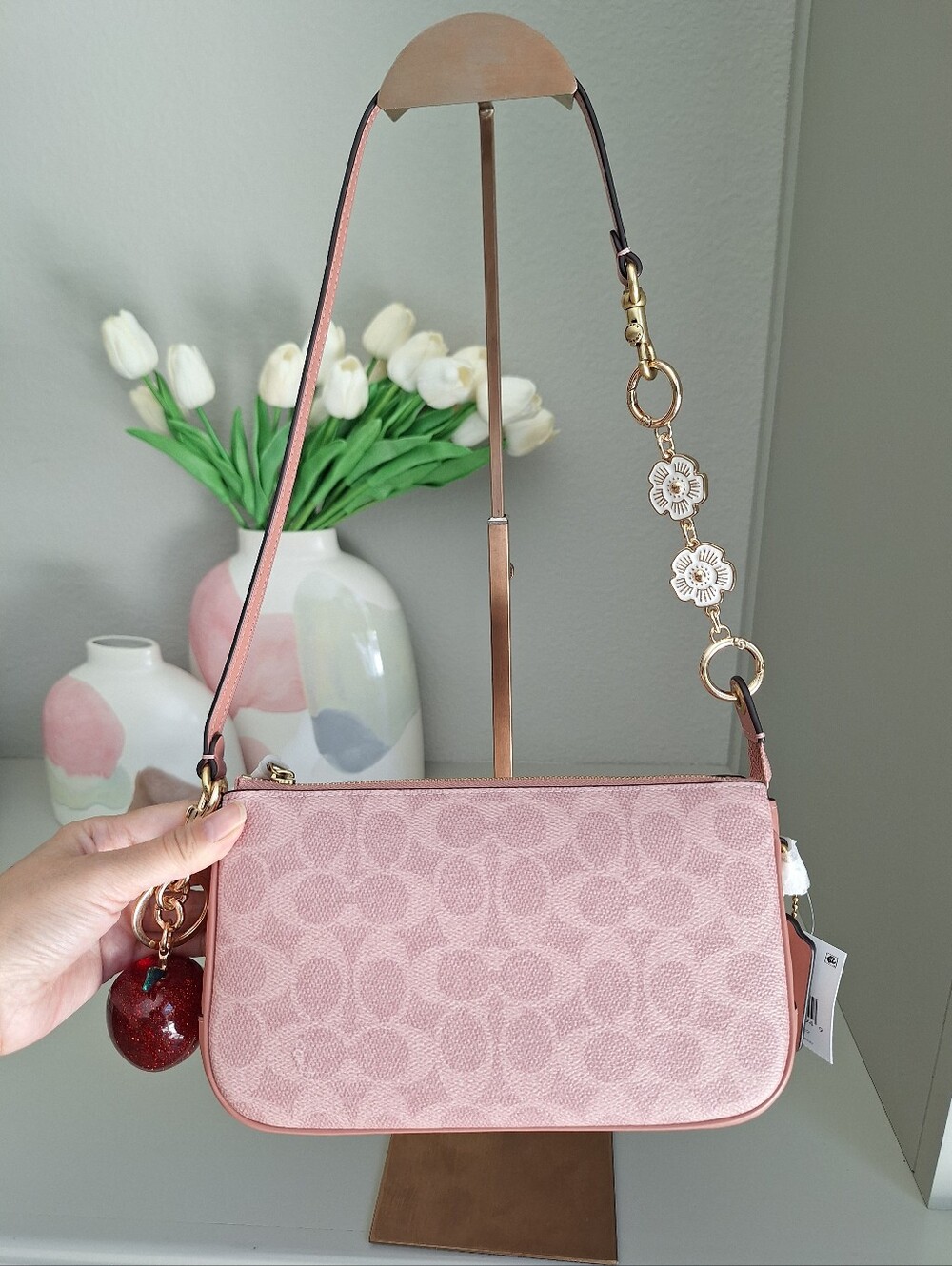 NWT New  Coach Plaza Shoulder Bag Purse 22  Melon Pink  Leather Gold Hardware